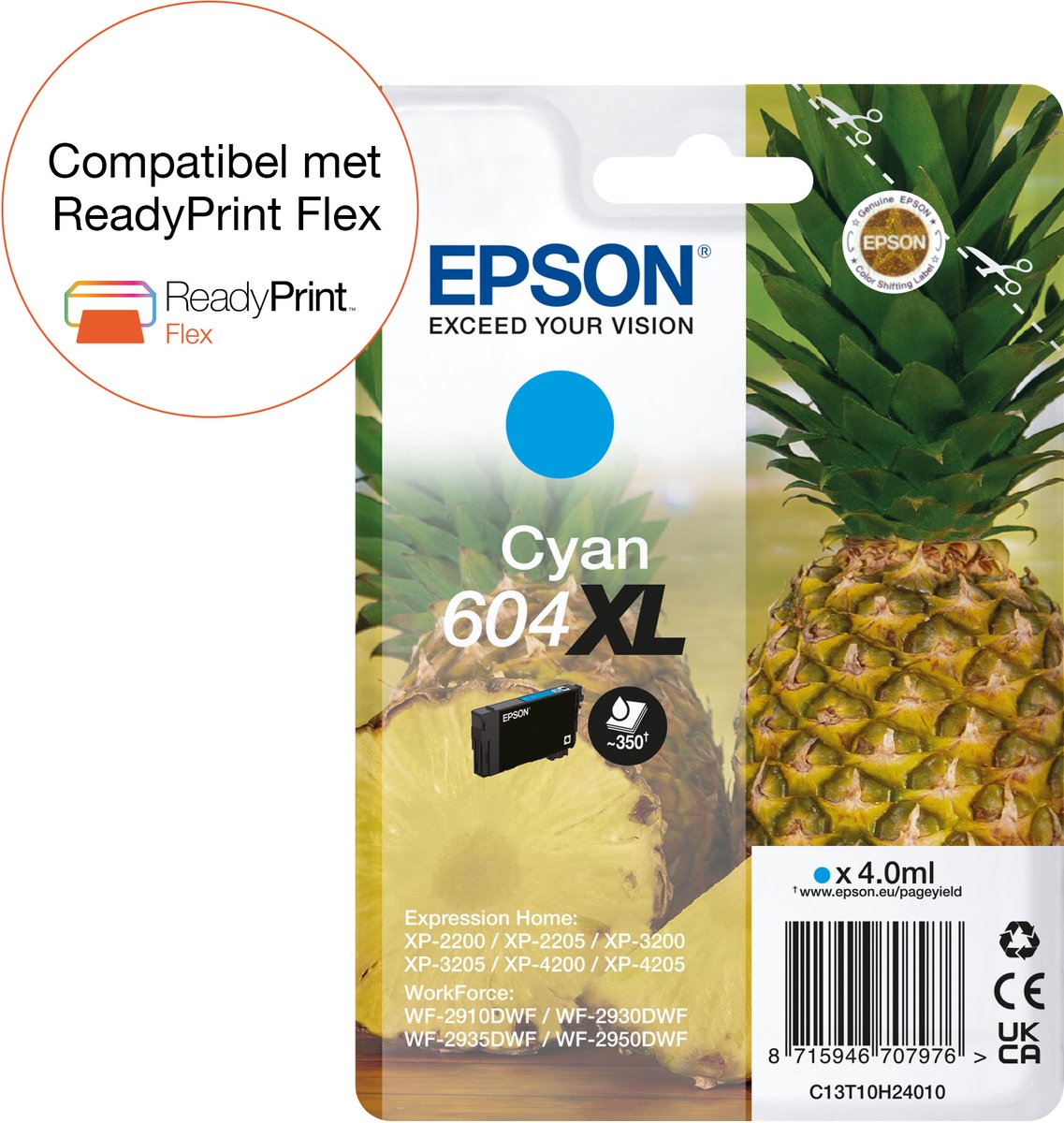 Epson 604XL - Inktcartridge - Origineel - Hoge capaciteit - Cyaan