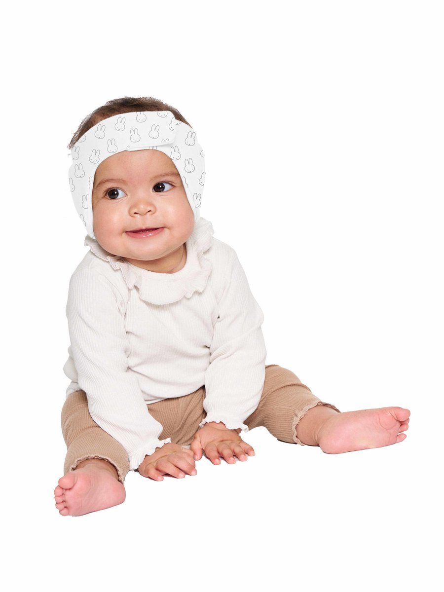 Dooky x nijntje Baby Gehoorbescherming – Zachte Verstelbare Hoofdband – 0-6 Maanden - Wit – Oeko-Tex Katoen – Licht & Comfortabel