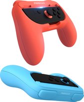 Phreeze Controller Hoesje geschikt voor Nintendo Switch 2 Joy Con - Grip Houder - Hard Case met Triggerknoppen - Ergonomisch - Handvatten - Trigger Knoppen - Kunststof - Rood & Blauw Set