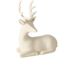 Boltze - Beeld - Hert - Hario - Polyresin - Handgemaakt - Mat Beige - 15 cm Hoog