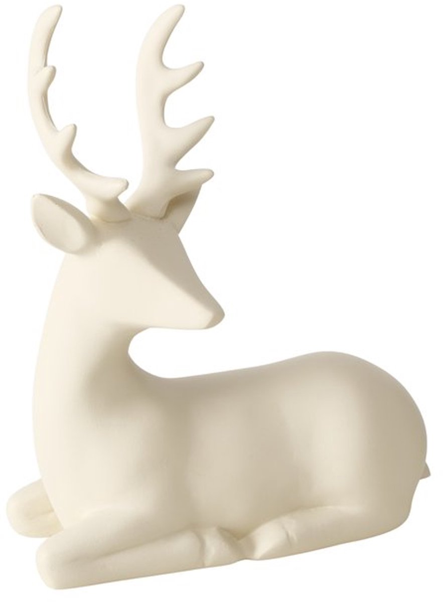 Boltze - Beeld - Hert - Hario - Polyresin - Handgemaakt - Mat Beige - 15 cm Hoog