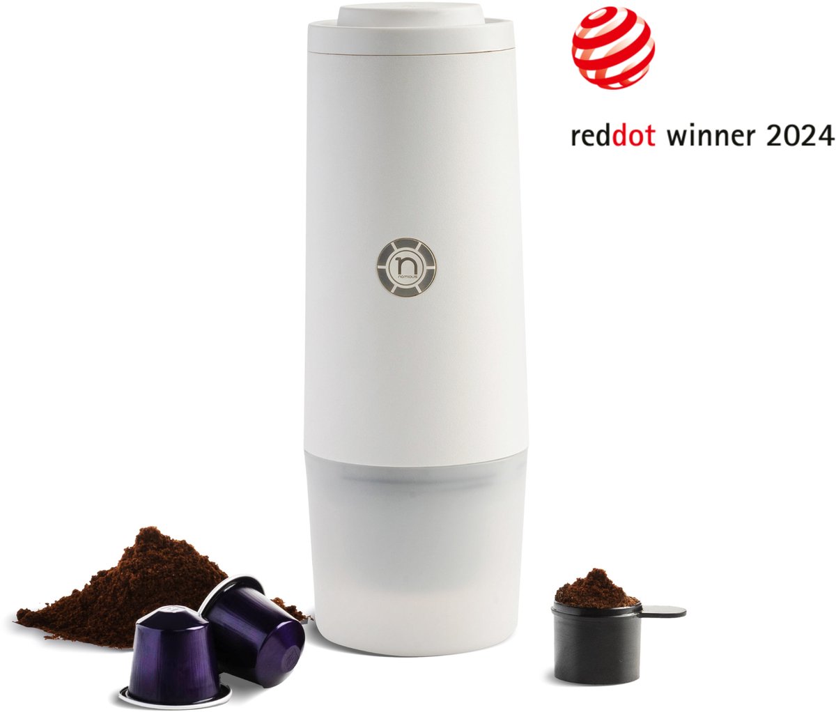 Nomious PrimeBrew® Draagbare Espressomachine – Altijd verse espresso, elektrisch & direct warm – Draagbare koffiemachine voor onderweg & camping - koffiecups & gemalen koffie