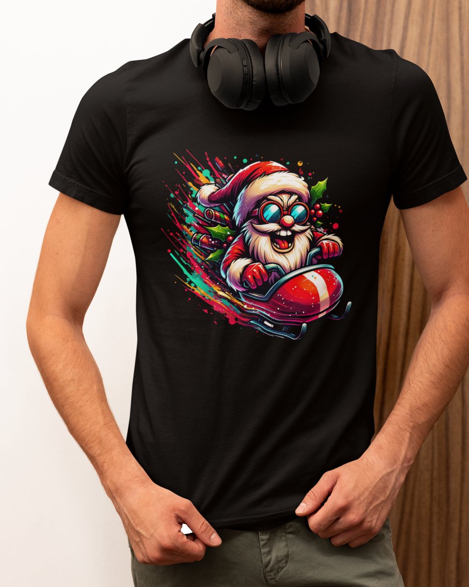 Turbo Santa Kerst - Kerst T-shirt Zwart - Grappig T-shirt - Maat M - Kerst Cadeau Mannen - Limited Edition
