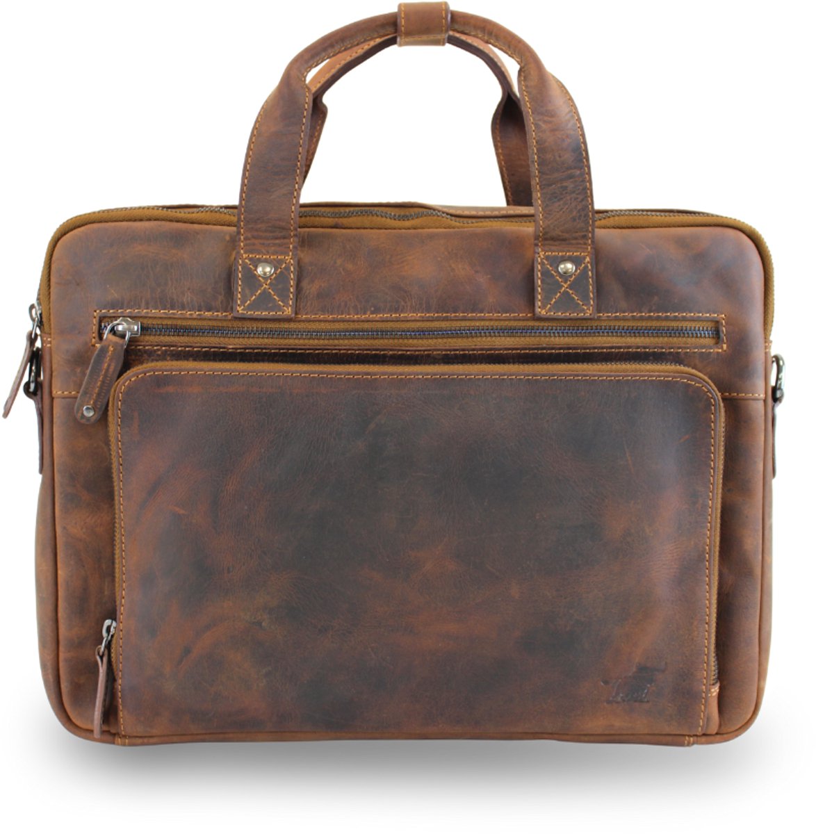 Fana Bags Luxe Laptoptas Bruin - Buffelleer - Aktetas - Leren Business Tas - 15,6 inch Laptoptas Echt Leer - Vintage