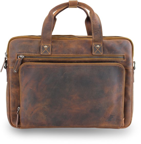 DRAKENSBERG Aktetas 'Noah' voor heren van gewaxt canvas met leer - waterafstotende laptoptas, 10 l, kaki, zand, One size