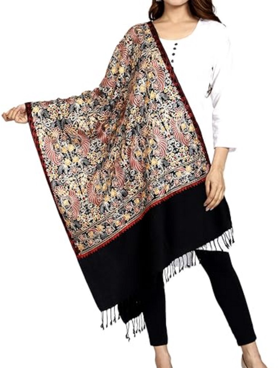 N3 Collecties Kashmiri geborduurde wollen stola voor dames