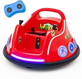 COSTWAY 12 V autoscooter voor kinderen, elektrische bumper-auto met afstandsbediening & ledlampen en muziek, kinderauto, 360 graden rotatie, voor kinderen van 2 tot 5 jaar, rood