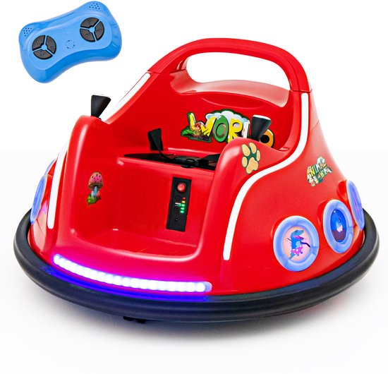 COSTWAY 12 V autoscooter voor kinderen, elektrische bumper-auto met afstandsbediening en ledlampen en muziek, kinderauto, 360 graden rotatie, voor kinderen van 2 tot 5 jaar (blauw