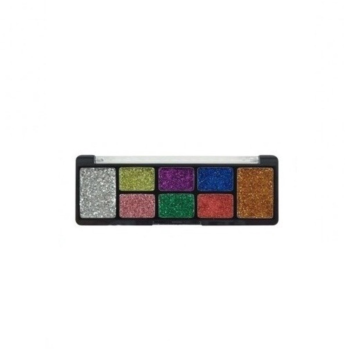Easy Paris Cosmetics - Glitter Oogschaduw - Glitter Palette - Creme textuur - 8 Tinten Zilver - Geel - Paars - Blauw - Roze - Groen - Rood - Koper - Nummer 01 - 1 Doos 10,7 x 3,7 cm