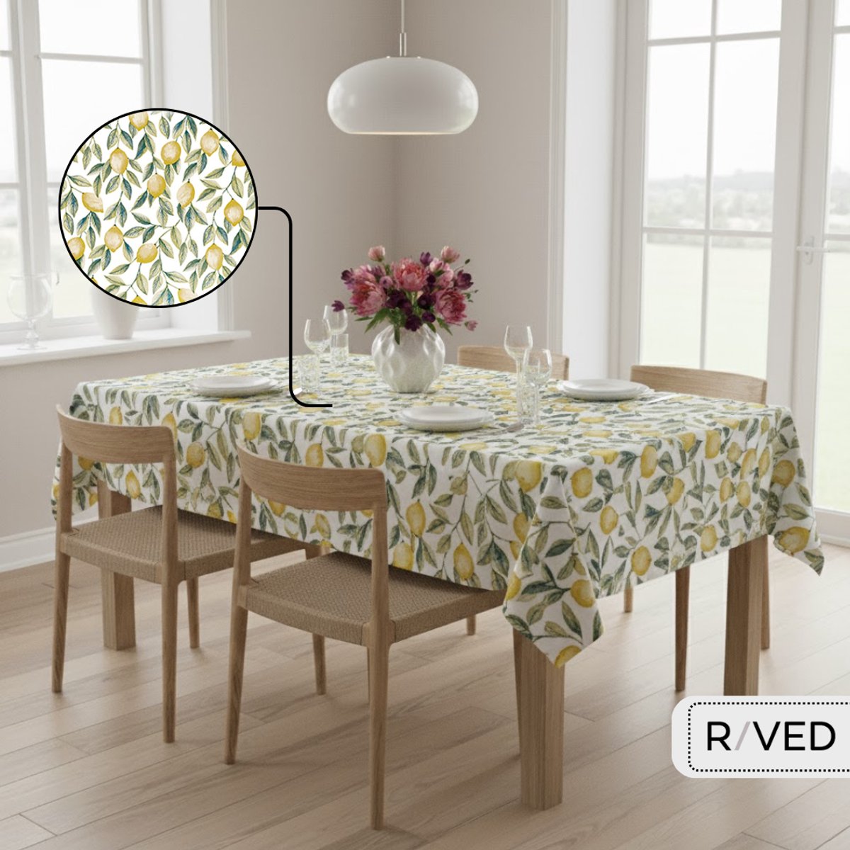 Raved Tafelzeil 140x280 cm - Geel Groen Citroentjes - PVC - Afwasbaar