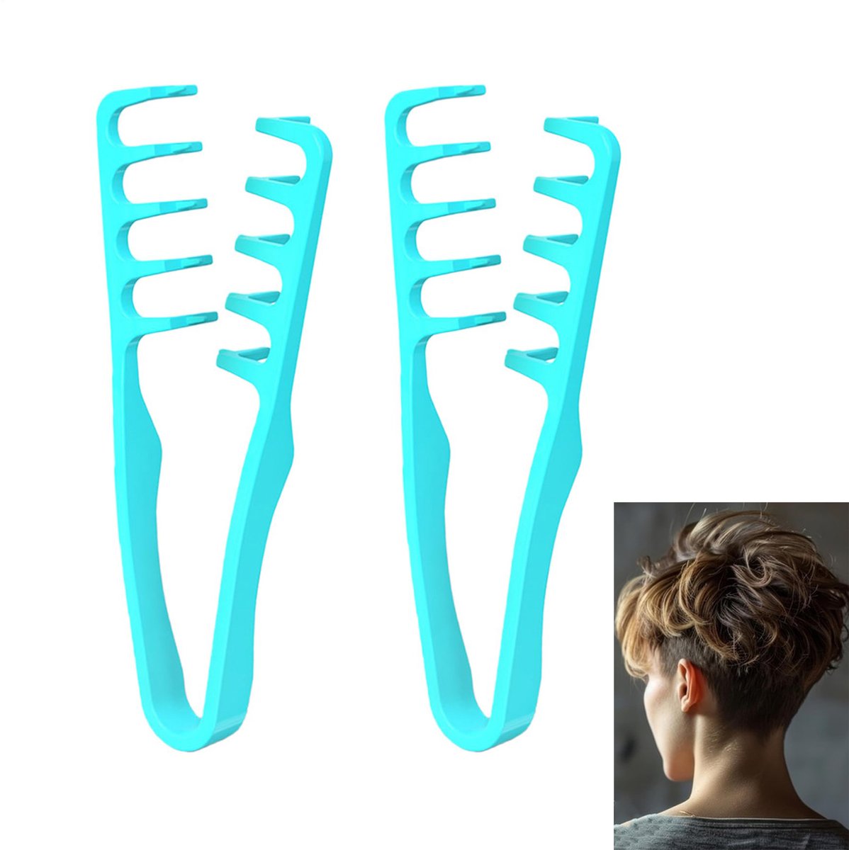 2-stuks Haarstylingkam - Texturerende kam - Kam met brede tanden - Tool voor volumetoename bij de wortels - Bedekt ponynaden - Lichtgewicht ontwerp - Schoonheidsaccessoire voor salonstyling - Geschikt voor mannen en vrouwen - Groen