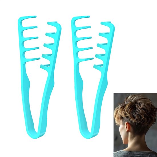 Peigne de coiffure 2 pièces - Peigne texturisant - Peigne à dents larges - Volume racines - Couvre la frange - Léger - Accessoire de coiffure professionnel - Convient aux hommes et aux femmes - Vert