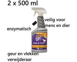 2 X URINE OFF - DOG EN PUPPY -500 ml -vlek en geur verwijderaar - werkt bio-enzymatisch - start vanaf contact. = 1 LITER veilig voor mens en dier