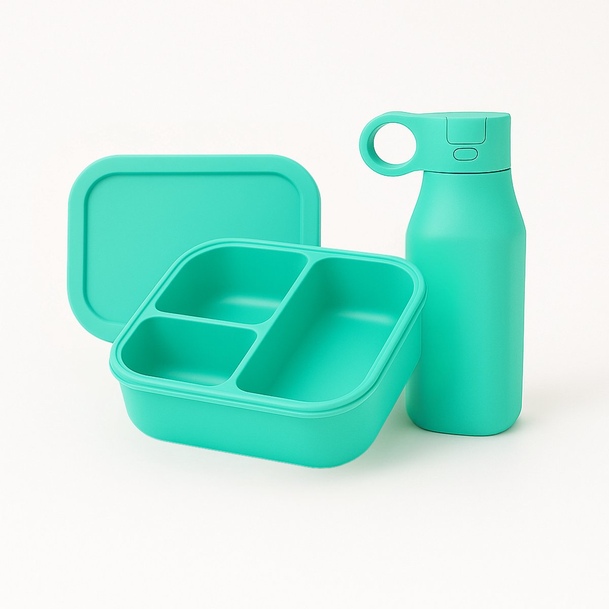 Velini Siliconen Lunch- en Drinkbeker Set - Mint Groen - Duurzaam & Herbruikbaar