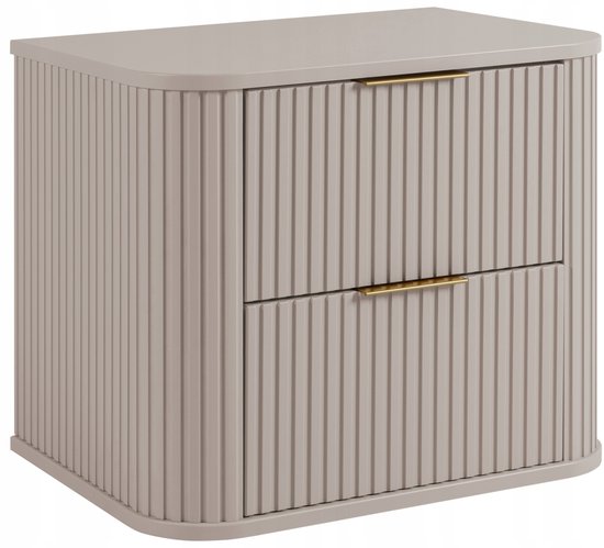 RODAN - ELEGANCE Meuble de salle de bain 60 cm avec plan de travail - Façade rainurée - Mobilier de salle de bain - Cachemire