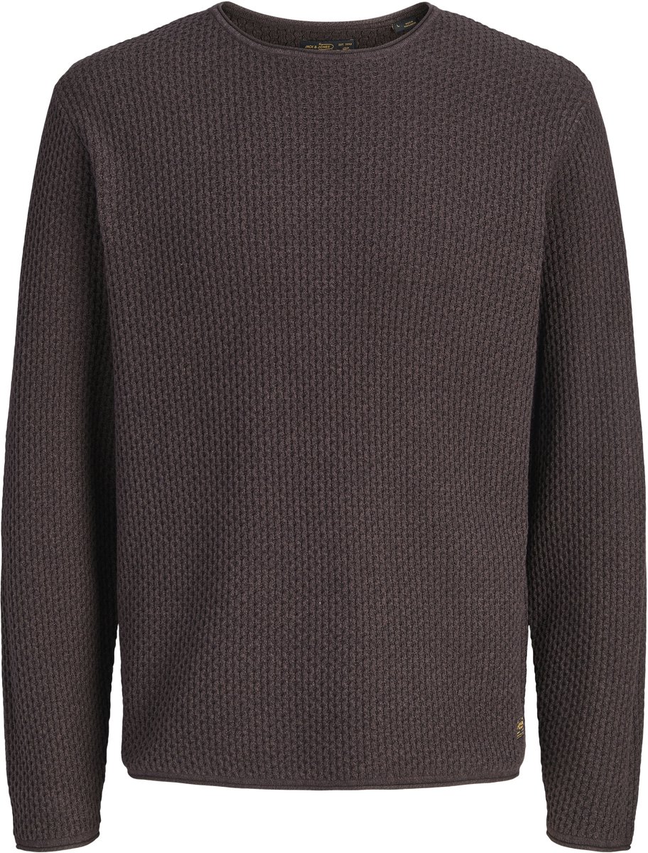 JACK & JONES Mason knit crew neck slim fit - heren pullover katoen met O-hals - bruin (chocolate torte twist)