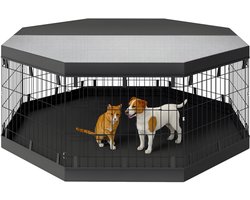 PawHut Huisdierenspeelpen - Staal - 159x159x61Hcm - Zwart