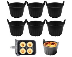 Siliconen Bakvormen voor Airfryer - 6 Stuks - Siliconen Mallen - Siliconen Cakevorm - Muffinvormen - Herbruikbaar - Voor Airfryer - Bakvorm voor Pudding, Cupcakes - Zwart