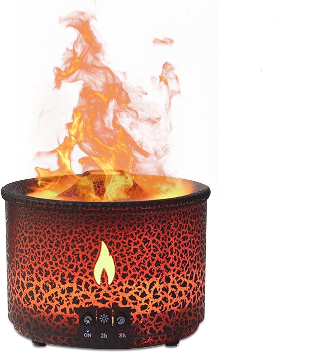 Ynkkvre -Gesimuleerde Vlam Luchtbevochtiger Aromatherapie Diffuser - Ultrasone Aromatherapie - 2 Vernevelingsstanden - Nachtlampje - Met Afstandsbediening - Ultra Stille Intelligente Tijdsregeling