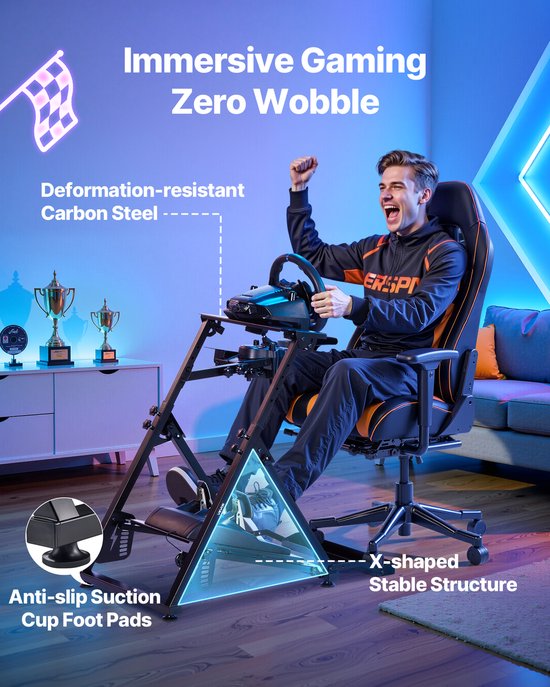 VEVOR Stuurwielstandaard Simulator Cockpit Opvouwbaar voor Logitech G923 G920 G29 G27 van Merkloos — afbeelding 2