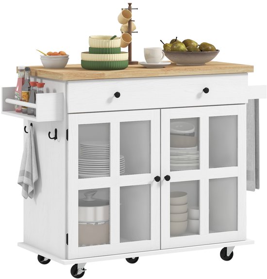 HOMCOM Desserte de Cuisine Chariot de Service 2 étagères tiroir Plateau