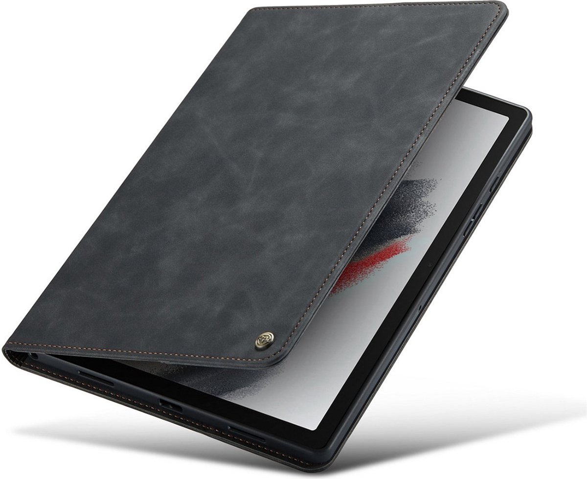 CaseMania Bookcase hoesje geschikt voor Samsung Galaxy Tab S9 FE - Effen Zwart - Kunstleer