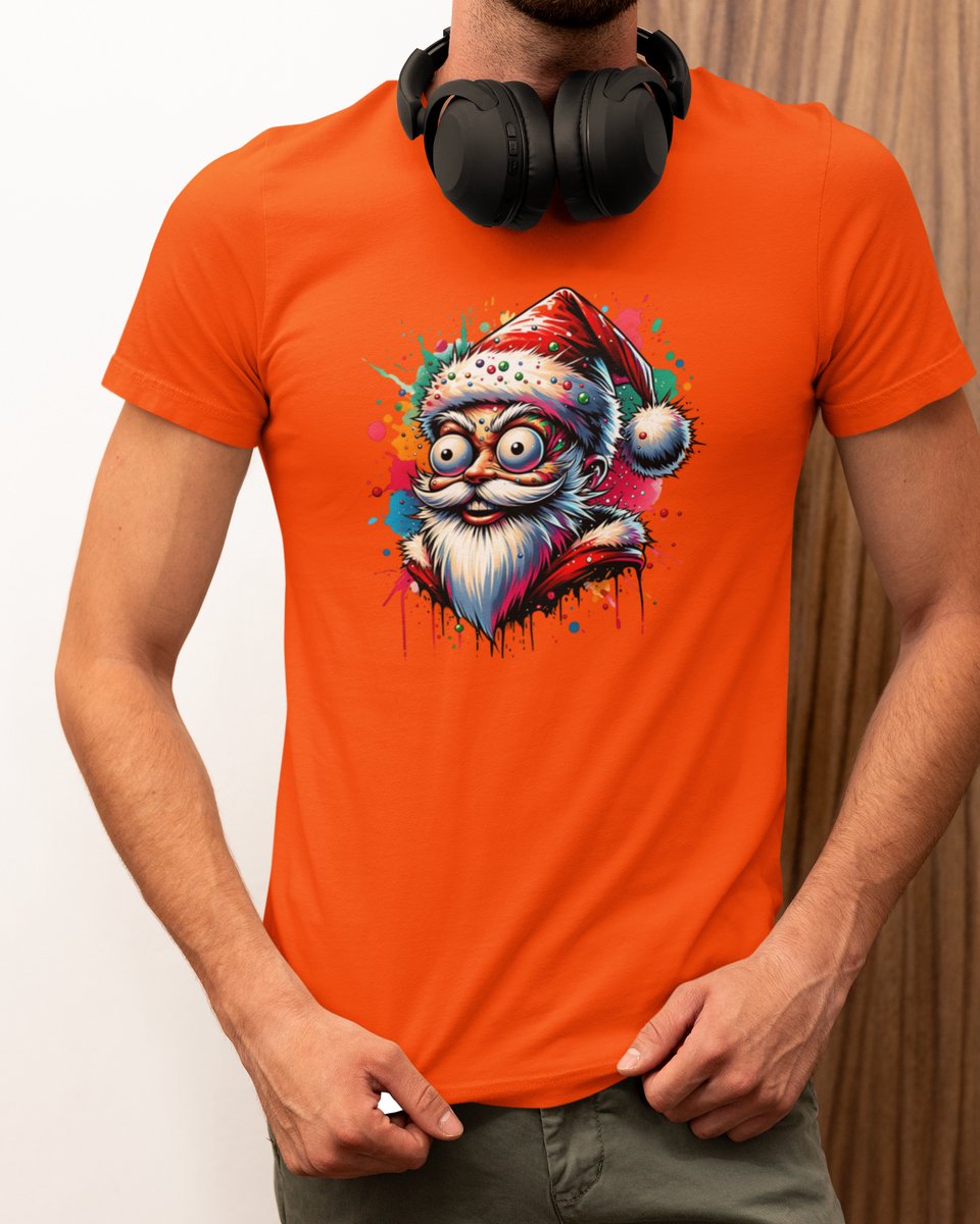 Psycho Santa - Kerst T-shirt Oranje - Grappig T-shirt - Maat M - Kerst Cadeau Mannen - Limited Edition