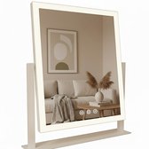 OMNIEXA Hollywood Spiegel – compact formaat – vierzijdige lichtstrip – 3 lichtkleuren & traploos dimbaar – roteerbaar op standaard – USB-voeding – Auto-off 60 min – Wit