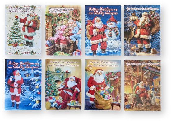 50 Cards en Crafts Kerst- en Nieuwjaarskaarten - 9,5x14cm - 10 x 5 dubbele kaarten met enveloppen - serie Dieren