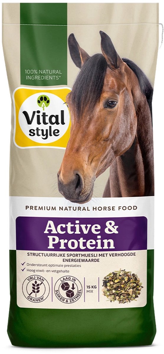 VITALstyle Muesli Active & Protein - Structuurrijke Muesli Voor Een Verhoogde Behoefte Aan Energie En Eiwit - Met o.a. Luzerne & Erwtenvloken - 15 kg