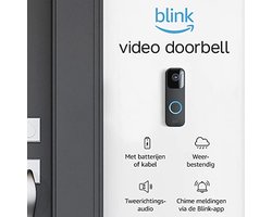 Videodeurbel met tweeweg audio, HD video, bewegingsmelding en chime-app, eenvoudig in te stellen, Alexa-compatibel, gratis proefabonnement