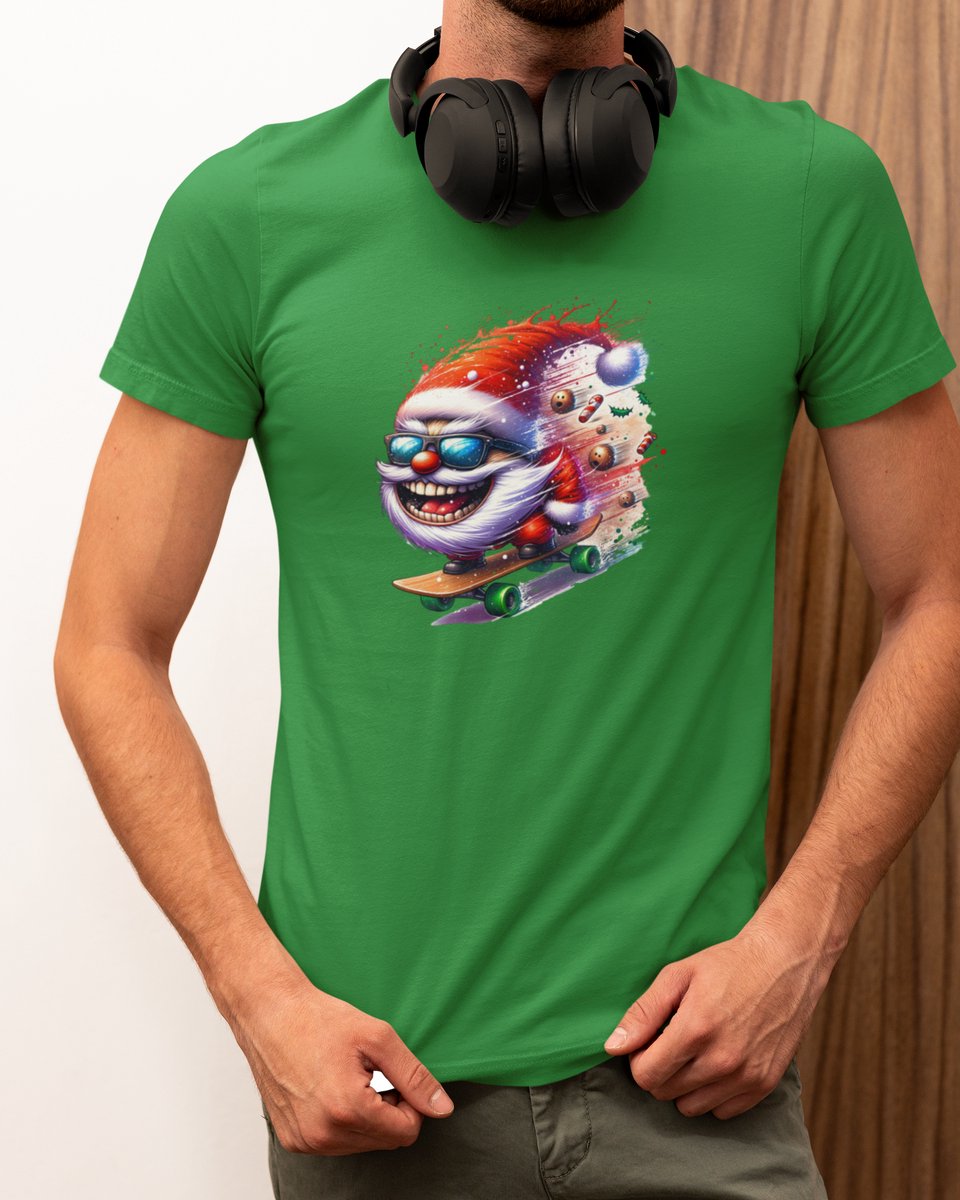 Skater Santa Santa - Kerst T-shirt Groen - Grappig T-shirt - Maat XL - Kerst Cadeau Mannen - Limited Edition