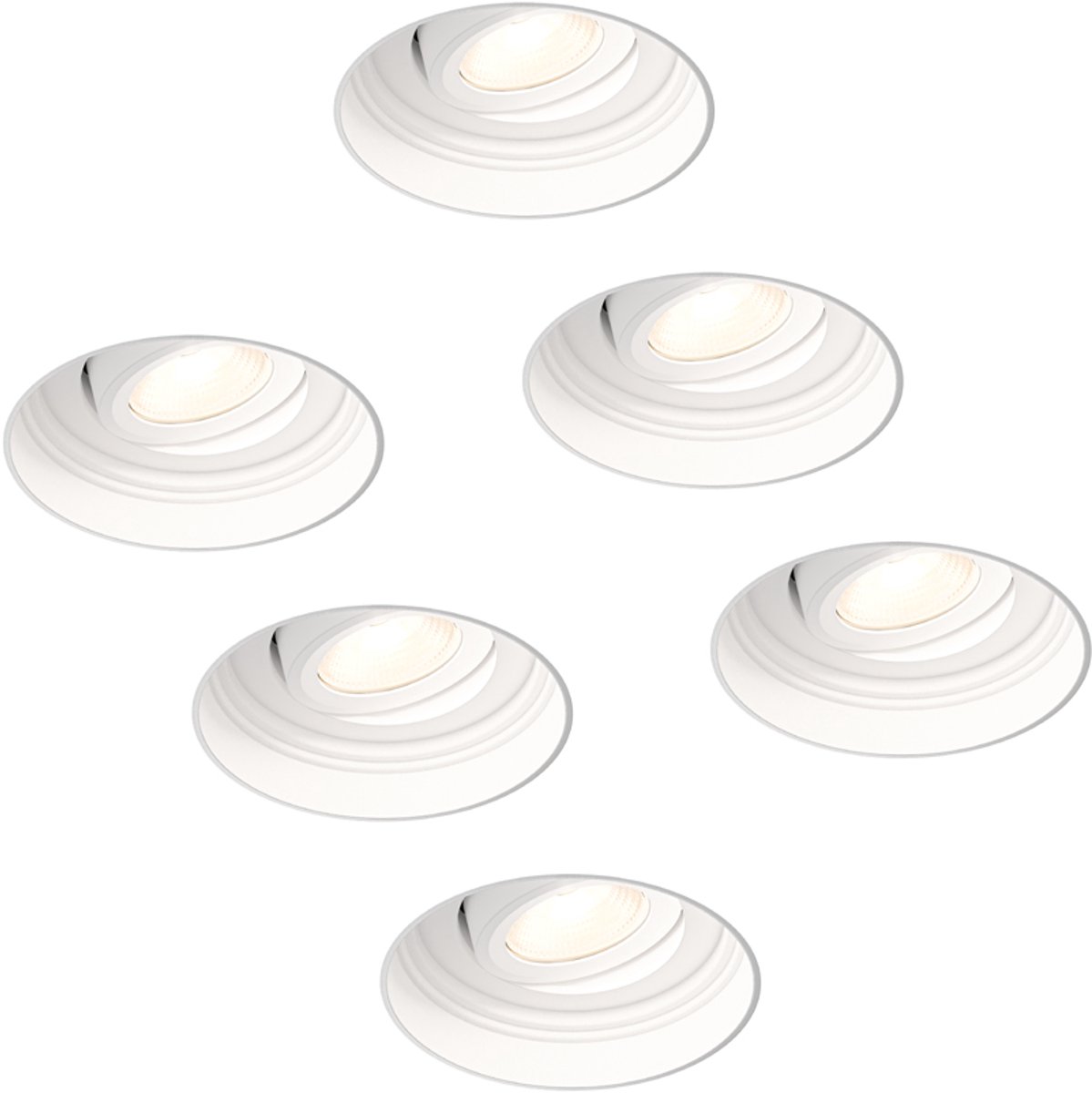 HOFTRONIC LED inbouwspots Lugo trimless – 6 stuks 5 watt 450 lumen – dimbaar kantelbaar – wit aluminium – IP65 – warm wit 2700K – badkamer binnen buiten inbouwspot plafond