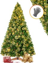 COSTWAY 225 cm LED kunstkerstboom, kerstboom met opvouwbaar systeem en