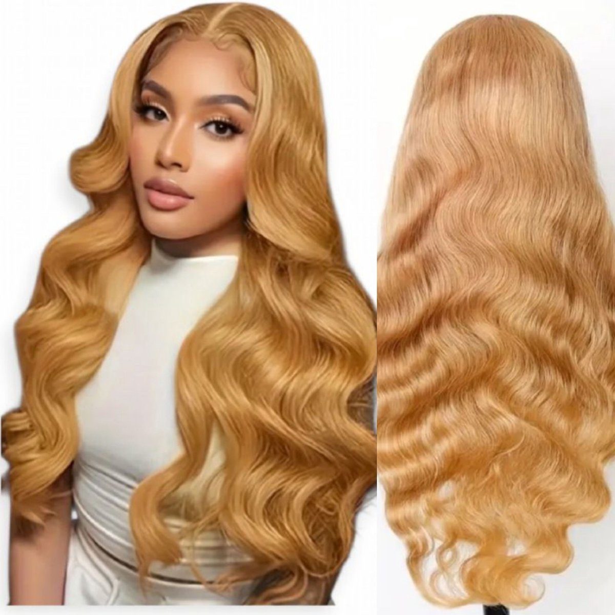 Pruiken - Honey Blonde Golf Pruik 26 inch – 100% Braziliaans Remy Haar – Body Wave – 4x4 Lace Closure – Echt Haar Pruik Frazimashop