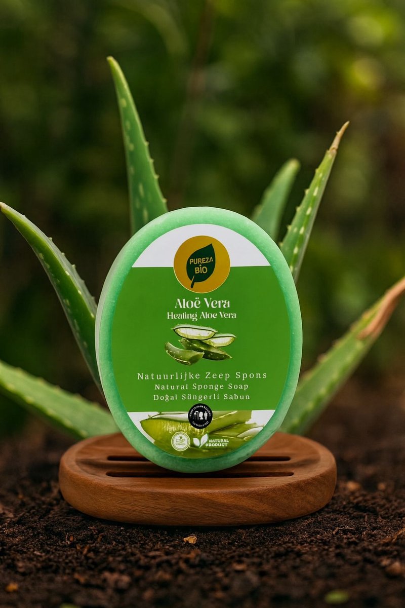 Aloe Vera / Zeep Spons / Sponge Soap / Biologisch en handgemaakt (Voor gezicht en lichaam)