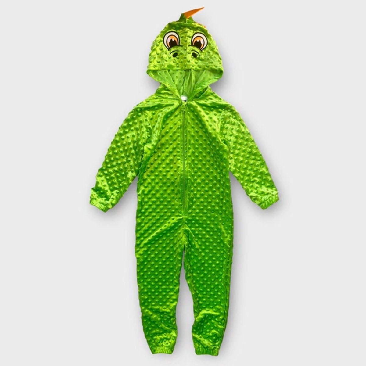 Kinder Onesie Draak – Polar Fleece – Groen – met Capuchon - maat 98/104