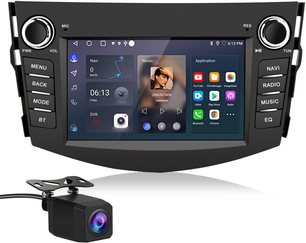 Hexinex Quad-Core autoradio Geschikt voor Toyota RAV4 (2006-2012) - Draadloos CarPlay, Android Auto, Android 15, multimediaspeler, 4GB+64GB