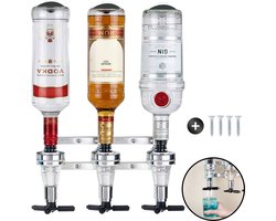 DIVERZA Drankdispenser – 3 flessen – Bar Butler – Drank & Shot Dispenser – Inclusief muurbevestiging en Montagematerialen – RVS