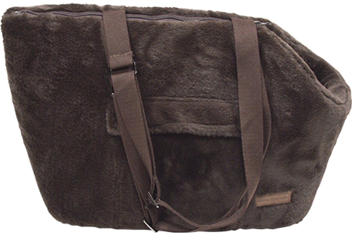 Animal Boulevard CHAMPS-ELYSEES Hondendraagtas – Superzacht Imitatiebont – Uitneembaar Kussen – Veiligheidshaakje – Kleur: Donkerbruin – 41×27×29 cm