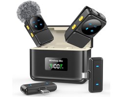 Mini Draadloze Clip Microfoon Set Met Dubbele Ontvanger - Intelligente Ruisonderdrukking - 48 Uur Levensduur & 164 Ft Effectieve Afstand - Geschikt Voor iPhone+iPad+Android Apparaten - Ideaal Voor Video-Opname