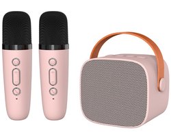 Machine de karaoké Dussdote - Haut-parleur musical - Mini machine de karaoké avec microphone pour enfants - Idéal comme cadeau pour les enfants, speelgoed et cadeaux d'anniversaire - Rose