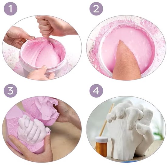 Handenbeeld - Handafdruk - Gipsafdruk - GipsHanden - Hand - 3D - Compleet Pakket bestaat uit 200 gram Casting Mix Poeder & 500gram Gips - Bodycasting - Extensso® - Gipsafdruk - Alginaat - Een herinnering - Hobby Pakket - Bodycasting - Handbeeld van Merkloos — afbeelding 4
