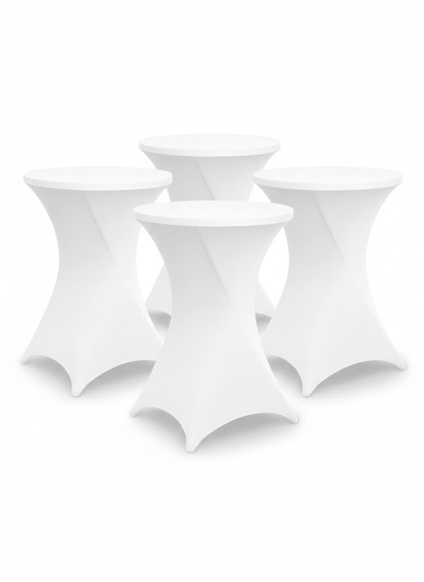 BRASQ Statafelrok Wit - ∅80-74 x110 cm - Set van 4 - Statafelhoes - Stretch Rok - Tafelrok voor statafel