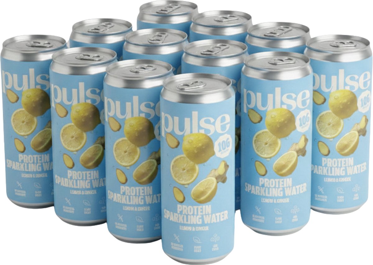Pulse Protein – Pack Bruisende Proteïnedranken Citroen-Gember 12x330ml