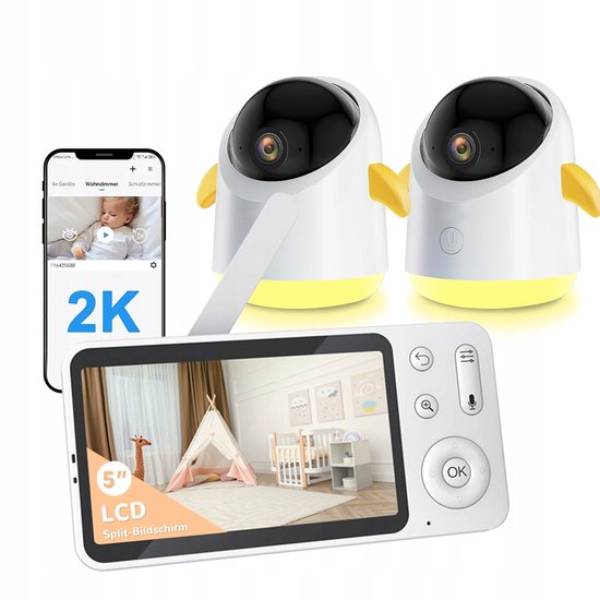 Babyfoon Met 2 Camera 2K 3MPx - Wifi Baby Monitor - Babyfoon - Babyfoon - €189,99