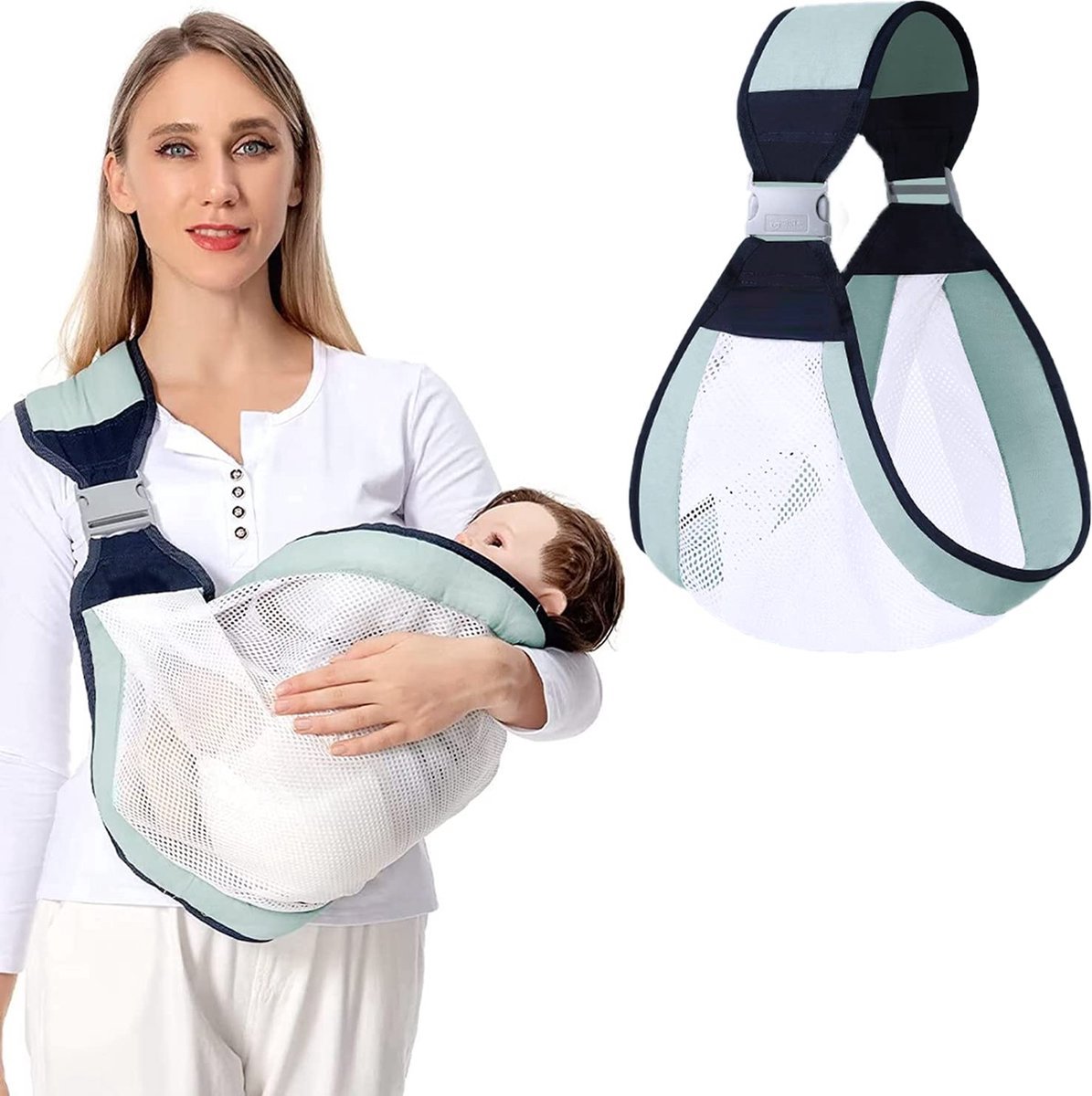 Stunq® Babydraagdoek met verstelbare banden - ergonomische koala-print ontwerp - ademende draagdoek voor pasgeborenen en peuters - multifunctionele draagtas - geschikt voor baby's tot 18 kg - comfortabele babydrager met 3D-netstof.