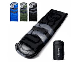 Kochar Slaapzak 2kg – 4 seizoenen – Slaapzakken voor Volwassenen en Kinderen – Met compressie draagtas – Ideaal voor Kamperen & Outdoor survival – Zwart
