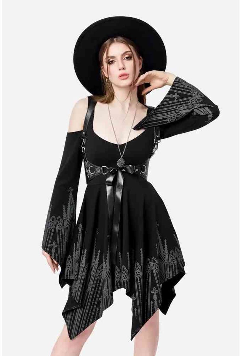 Restyle - Infernal Chapel Mini jurk - 2XL - Zwart
