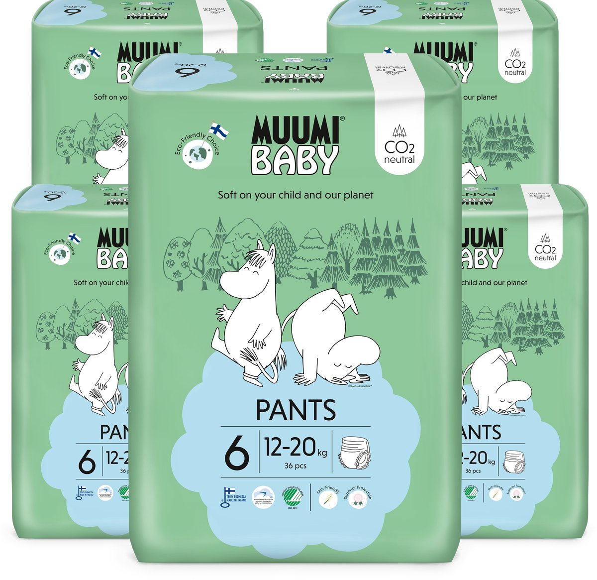 Moomin Baby Eco luierbroekjes maat 6 | 180 stuks